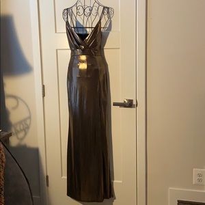 Bronze floor length gown